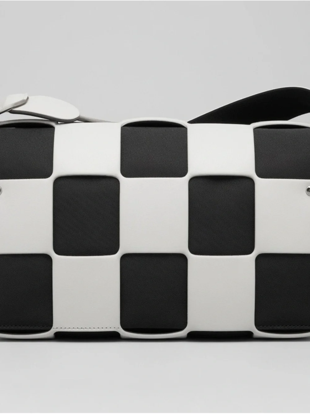 Patrizia Luca Black and Cream Checker Shoulder Bag